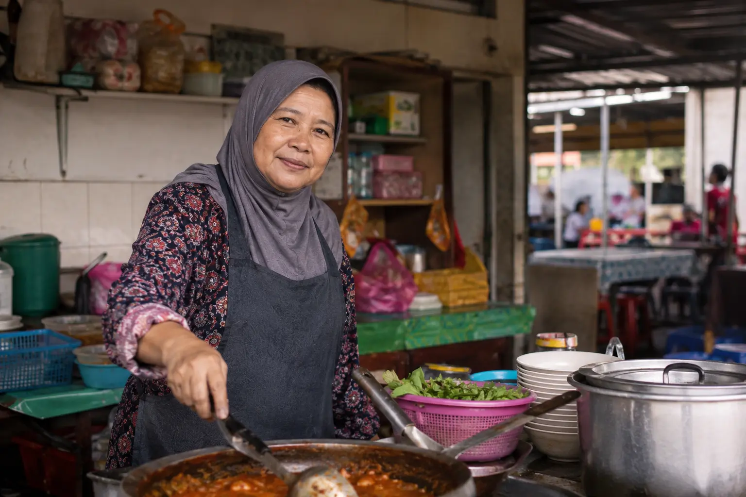 A woman creating a livelihood through her food stall